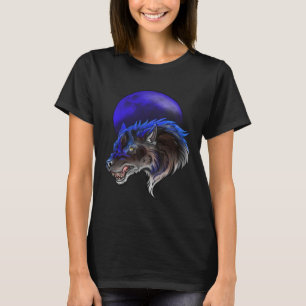 T-shirt Équipe Blue Werewolf Wolf et Moon