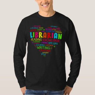 T-shirt Équipe Coeur Colorée Équipage Bibliothécaire Premi