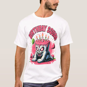T-shirt Équipe d'anniversaire crâne de gâteau effrayant