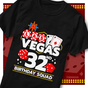 T-shirt Équipe d'anniversaire de Vegas 32 ans, soirée casi