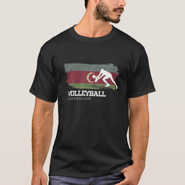 T-shirt Équipe d'Azerbaïdjan Drapeau de volleyball Playe i (Devant)