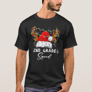 T-shirt Équipe de 2e année à carreaux Chapeau de Père Noël
