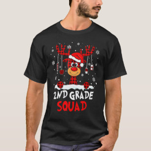 T-shirt Équipe de 2e année carreaux cerf renne chapeau de