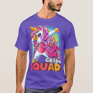 T-shirt Équipe de 2e année Dabbing Unicorn Retour à l'écol