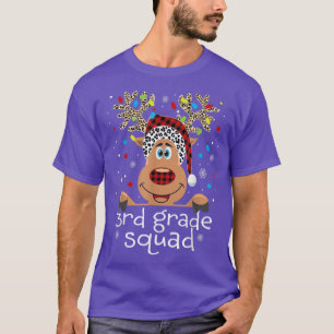 T-shirt Équipe de 3e année à carreaux Bonnet de Père Noël