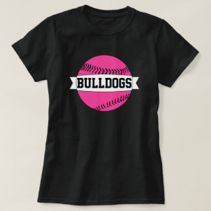 T-shirt Équipe de baseball/softball rose & Joueur Nom et n
