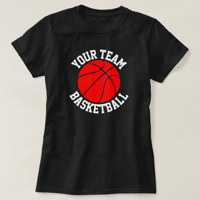 T-shirt Équipe de basket-ball rouge, Joueur et maillot num (Design devant)