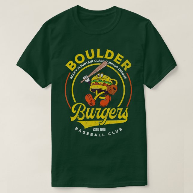 T-shirt Équipe de Boulder Burgers Retro Mineure de basebal (Design devant)