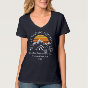 T-shirt Équipe de camping Famille moderne Maman de jumelag