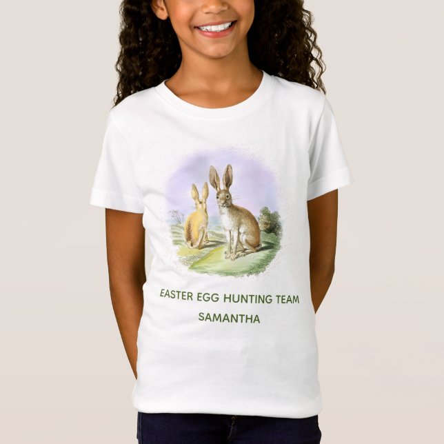 T-Shirt Équipe de chasse aux oeufs de Pâques personnalisée (Devant)