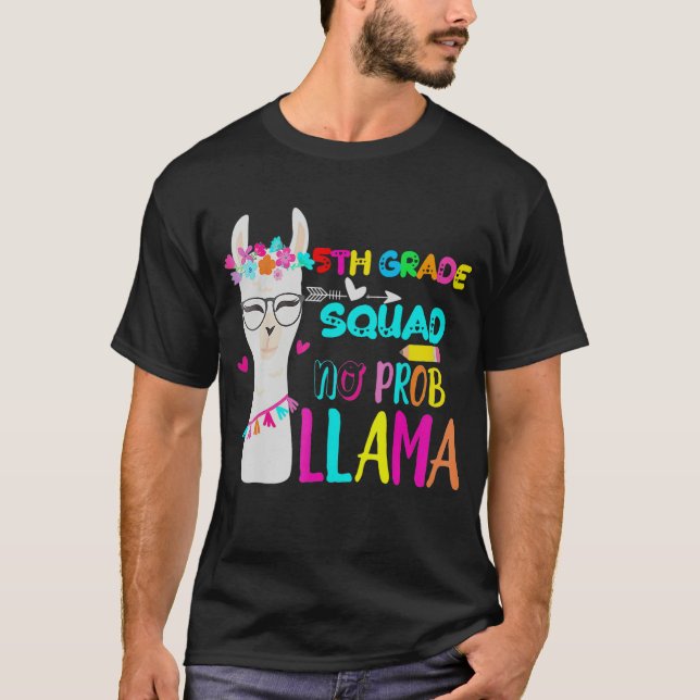 T-shirt Équipe de cinquième sans problème Lama Retour en c (Devant)