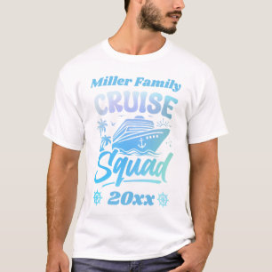T-shirt Équipe de croisière Nom et date personnalisés bleu