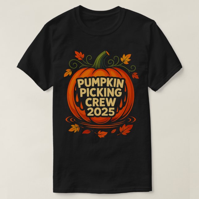 T-shirt Équipe de cueillette citrouille 2025 Halloween (Design devant)