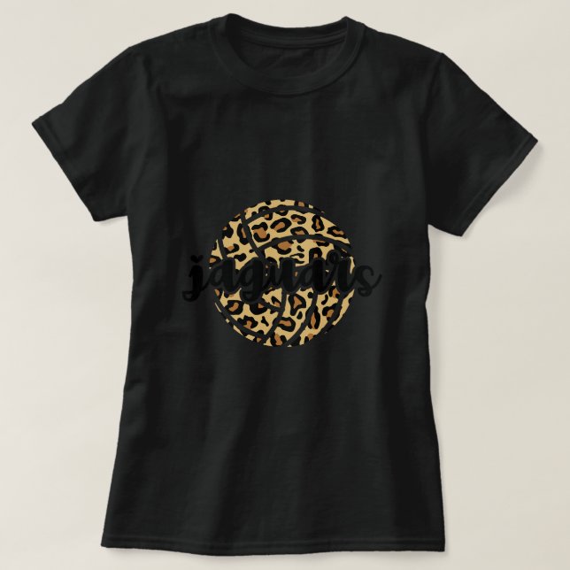T-shirt Équipe de Jaguars de volleyball Leopard Mascot Sch (Design devant)