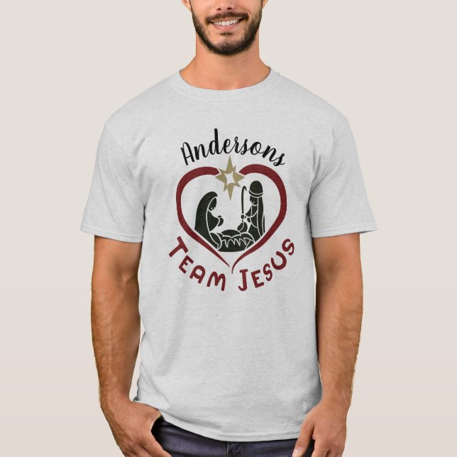 T-shirt Équipe de la crèche de Noël de la famille Jesus (Devant)