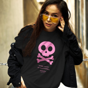 T-shirt Équipe de la famille des os crâniens roses