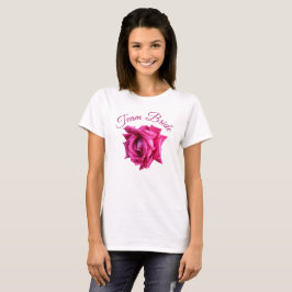 T-shirt Équipe de la mariée rose floral rose chaud pour en