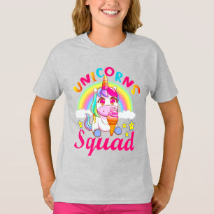 T-shirt Équipe de licornes mignonnes Glace arc-en-ciel Fil