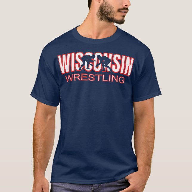 T-shirt Équipe de lutte du Wisconsin Entraîneur État Wrest (Devant)