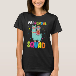 T-shirt Équipe de maternelle Lama mignon montant un paress