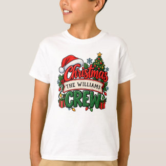 T-shirt Équipe de Noël au nom de famille personnalisé