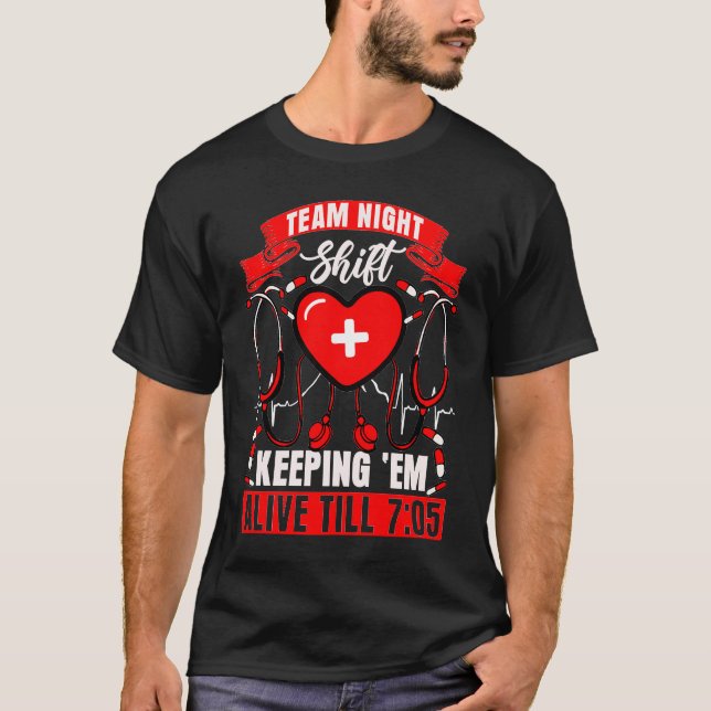 T-shirt Équipe de nuit CNA Life Nurse (Devant)