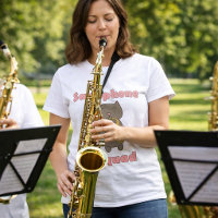 Équipe de saxophone Mignon chat marron Drôle rose