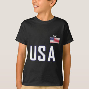 T-shirt Équipe de ski du drapeau américain Équipement de s