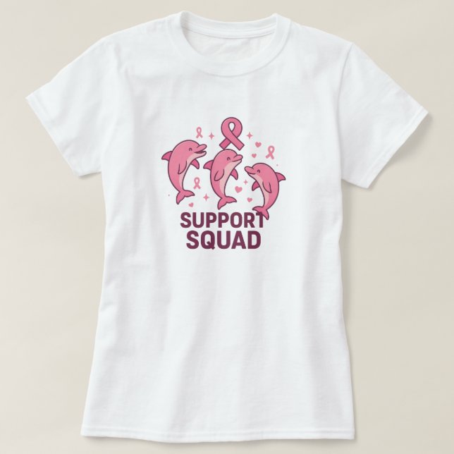 T-shirt Équipe de soutien - Dauphins de sensibilisation au (Design devant)