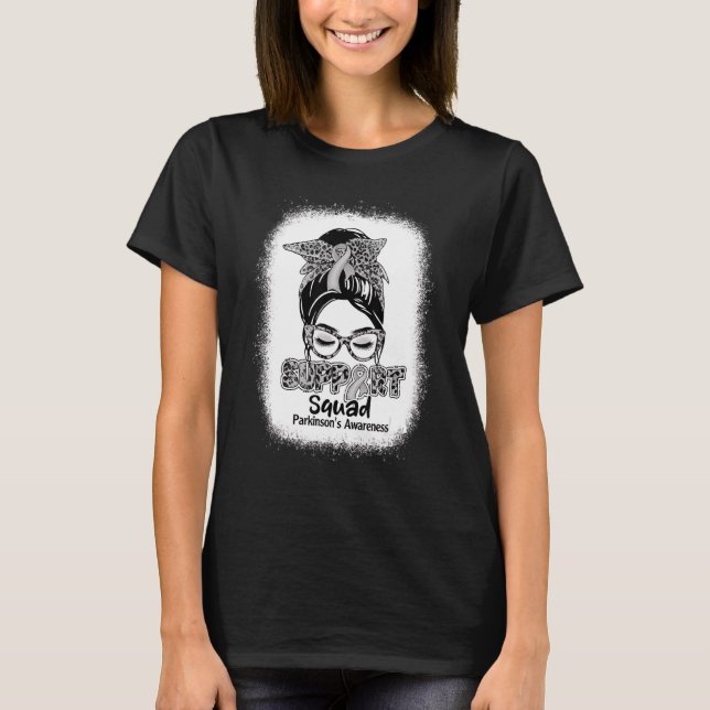 T-shirt Équipe de soutien Messy Bun Grey Ribbon Parkinson' (Devant)