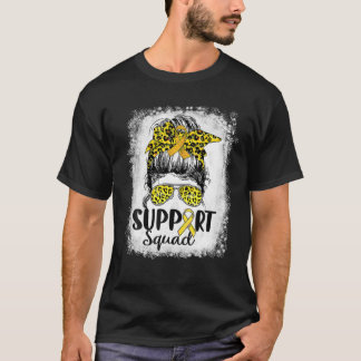 T-shirt Équipe de soutien Messy Bun Leopard Cancer de l'en