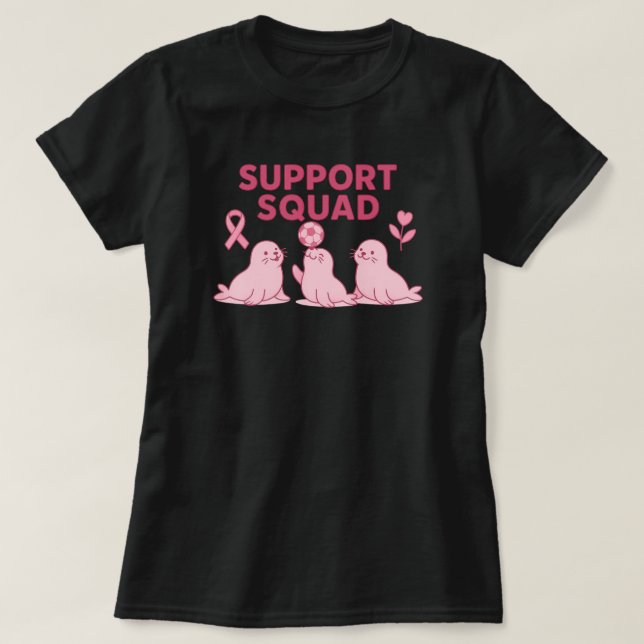 T-shirt Équipe de soutien - Sceau de ruban rose (Design devant)