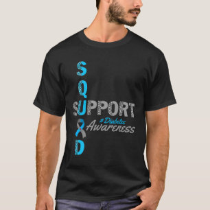 T-shirt Équipe de soutien T1d T2d Diabetes gris bleu ruban