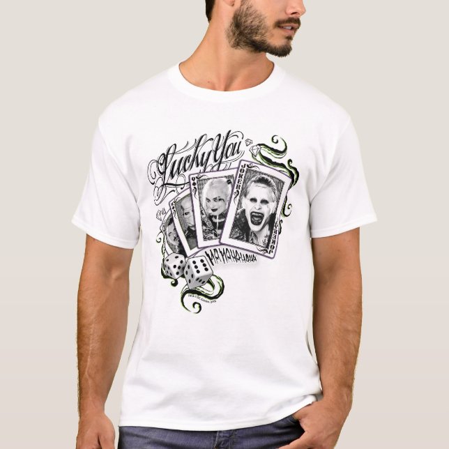 T-shirt Équipe de suicide | Cartes de lecture "Lucky You" (Devant)