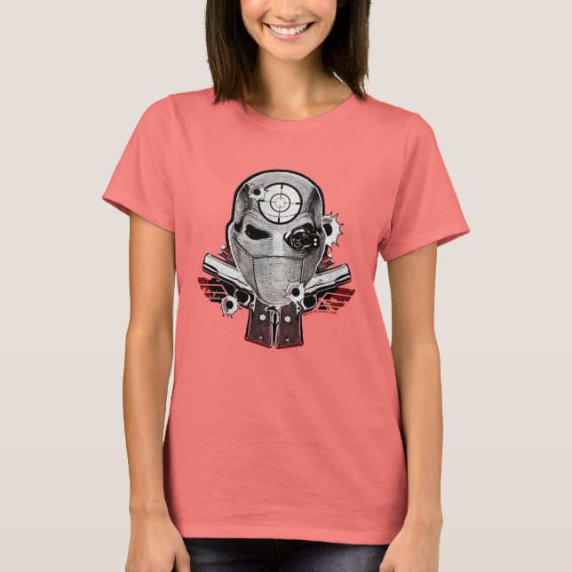 T-shirt Équipe de suicide | Deshot Masque & Armes Tatouage (Devant)