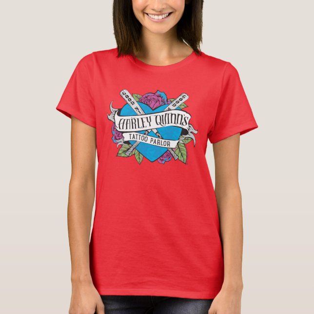 T-shirt Équipe de suicide | Harley Quinn's Tattoo Parlor H (Devant)