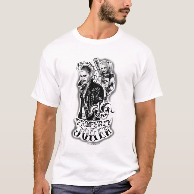 T-shirt Équipe de suicide | Joker & Harley Airbrush Tattoo (Devant)