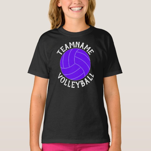 T-shirt Équipe de volley-ball violet, Joueuse et nombre de (Devant)