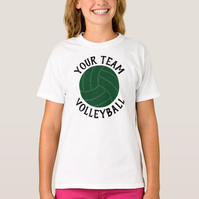 T-shirt Équipe de volleyball vert pour filles, Nom et numé (Devant)