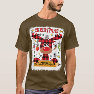 T-shirt Équipe d'enseignants carreaux rouges Renne blanchi