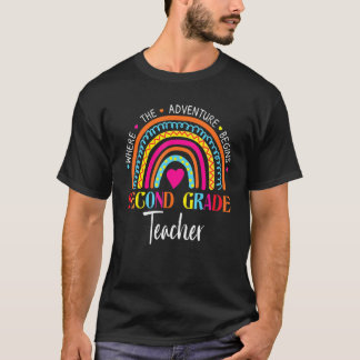 T-shirt Équipe d'enseignants de 2e année en arc-en-ciel
