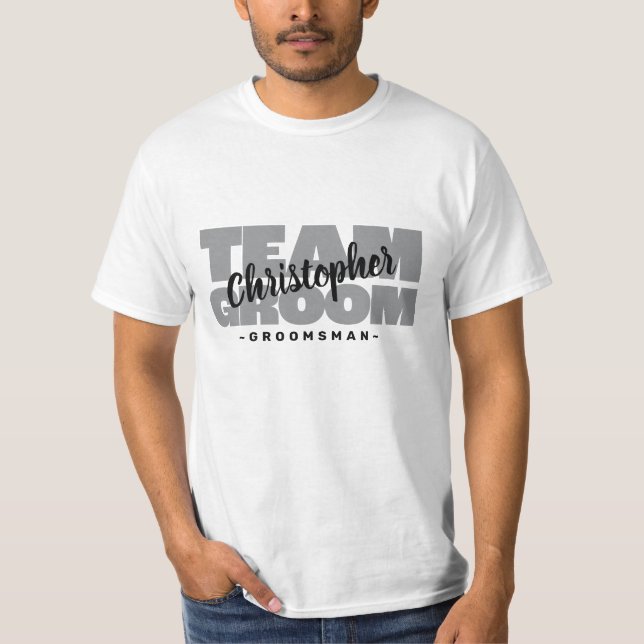 T-shirt Équipe du marié l'enterrement de vie de garçon Nom (Devant)