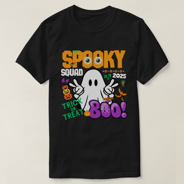 T-shirt Équipe éffrayante 2025 - Trick fantôme ou traiteme (Design devant)