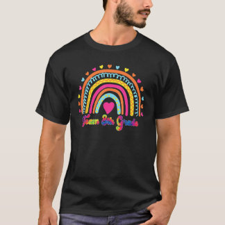 T-shirt Équipe Enseignant 8e année Léopard Arc-en-ciel Pre