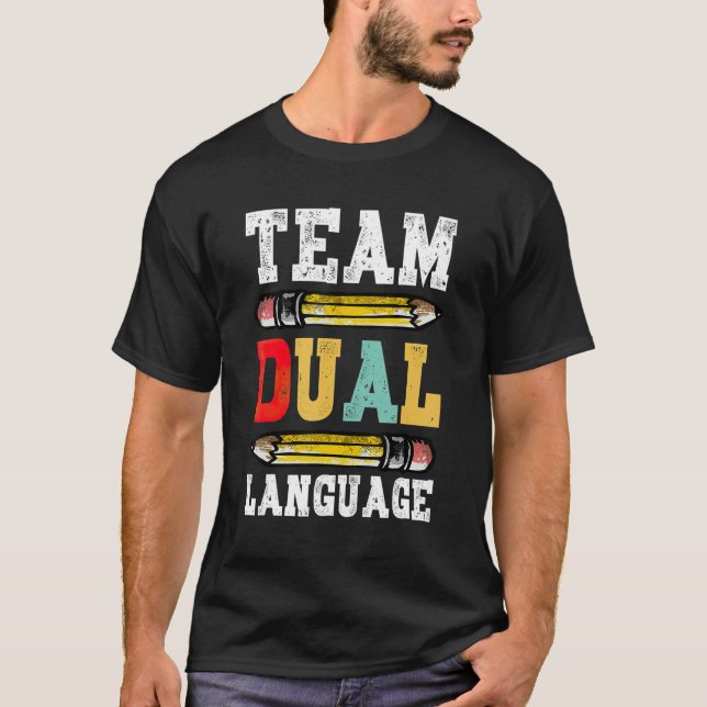 T-shirt Équipe Enseignant Double Langue Retour À L'École É (Devant)