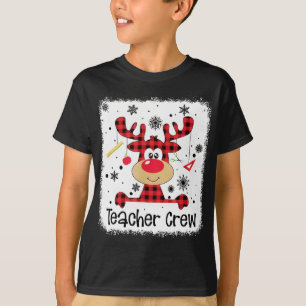 T-shirt Équipe Enseignante Cute Red Plaid Reindeer Lover N