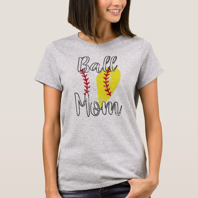 T-shirt Équipe féminine de baseball maman de bal de baseba (Devant)
