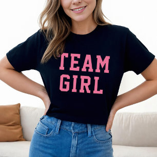 T-shirt Équipe Fille Noir Rose Révélation du Sexe Féminin