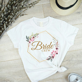 T-shirt Équipe Florale Polygon Bride Or et rose esthétique