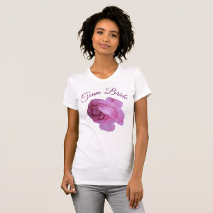 T-shirt Équipe mariée rose rose floral enterrement de vie